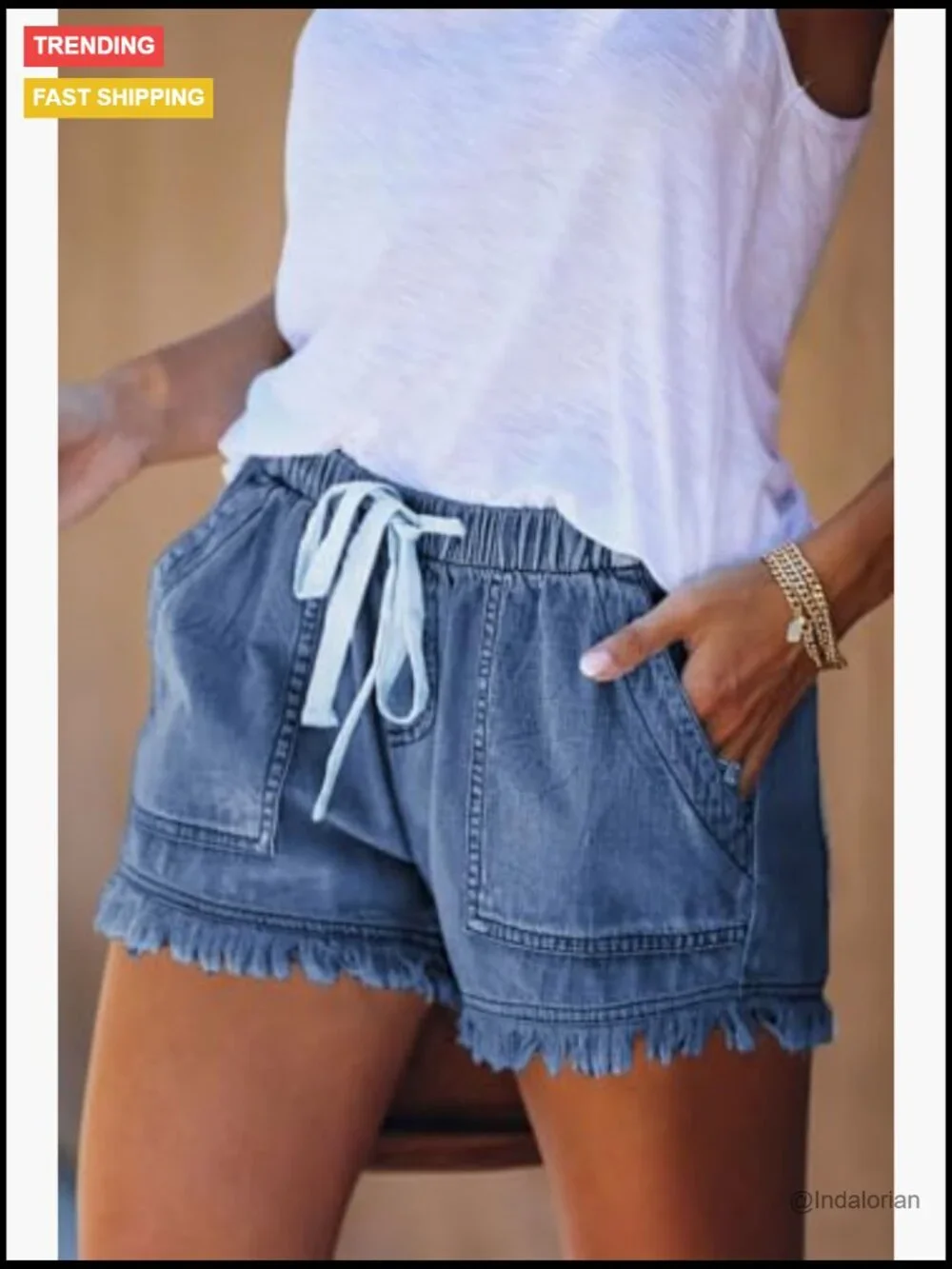 Womens Lightweight Baggy Hot Pants Elastic Waist Drawstring Comfy Shorts